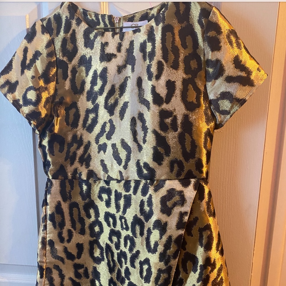 Girls Metallic Leopard Print Dress